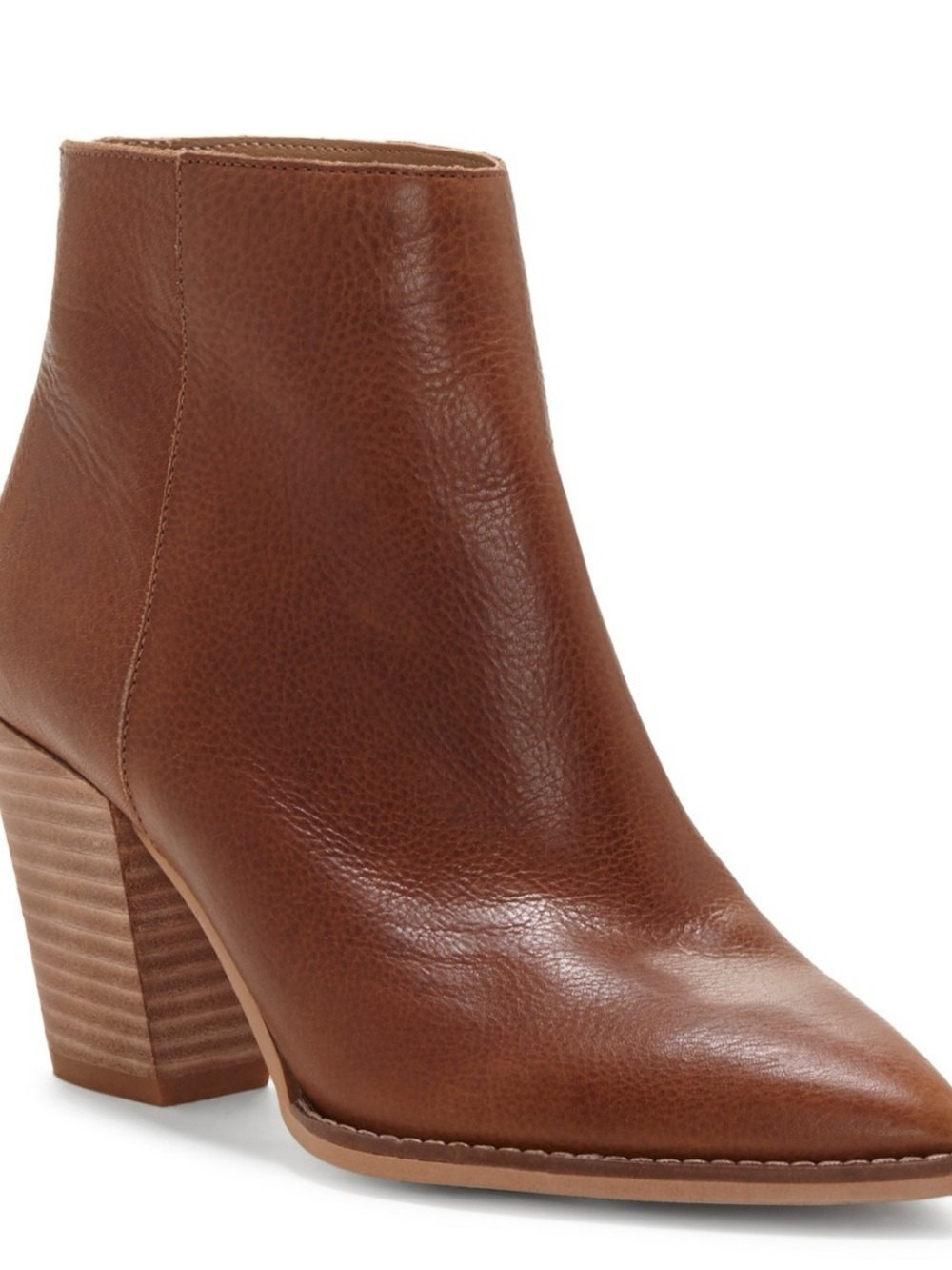 Lucky Brand Chestnut Brown Pointed Toe Leather Ankle Bootie